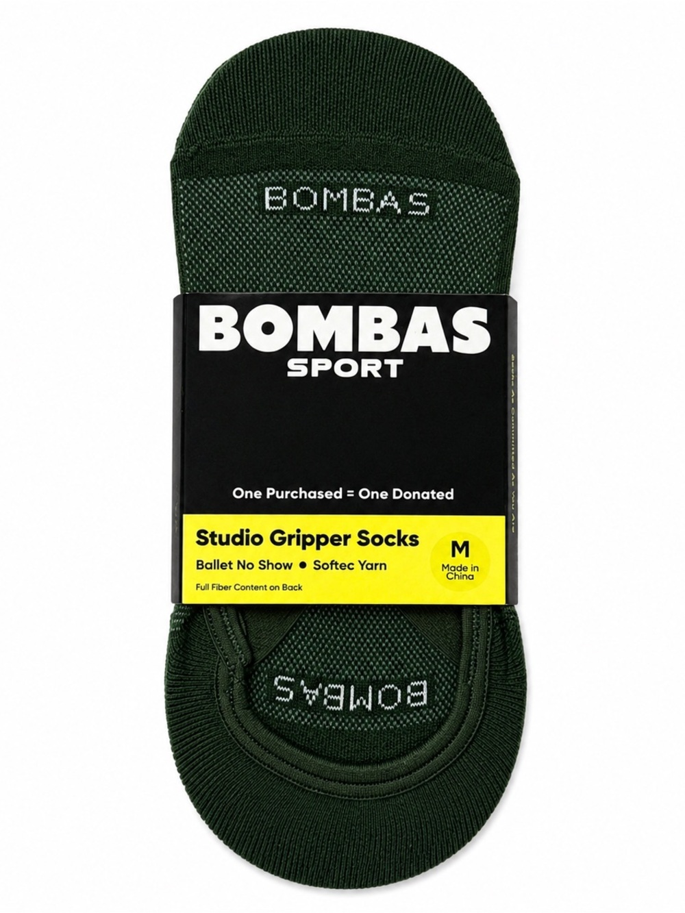 Bombas Studio Gripper Ballet No Show Socks Olive M